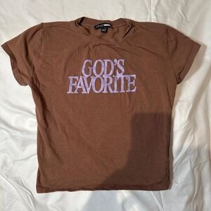 brown and purple baby tee